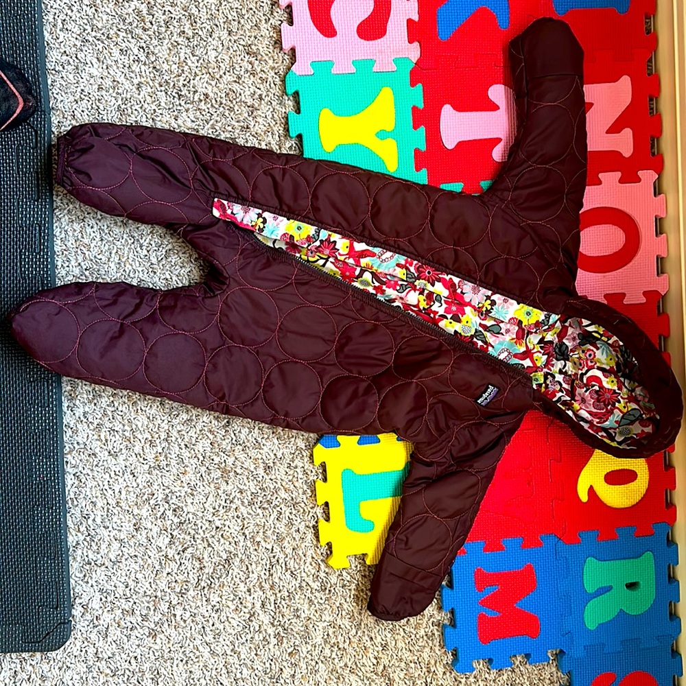Patagonia reversable snow suit size 24 mos. Size tag is not attached to snowsuit